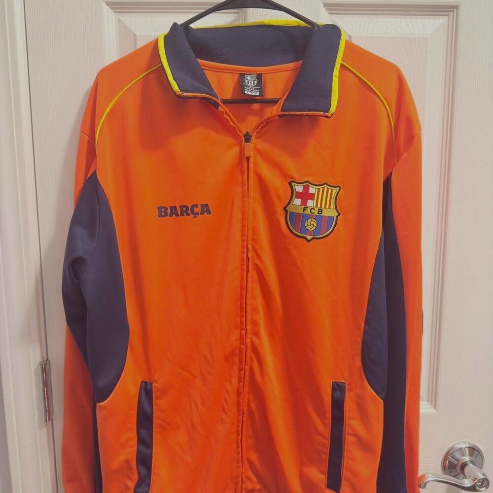 (2014-2017) FC Barcelona Rhinox Full-Zip Track Jacket - Orange/Navy - L